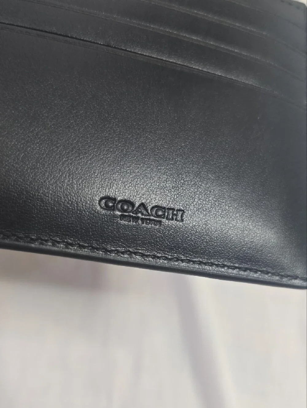 Coach Black Embossed Signature 3 In 1 Leather Bifold Wallet NWT